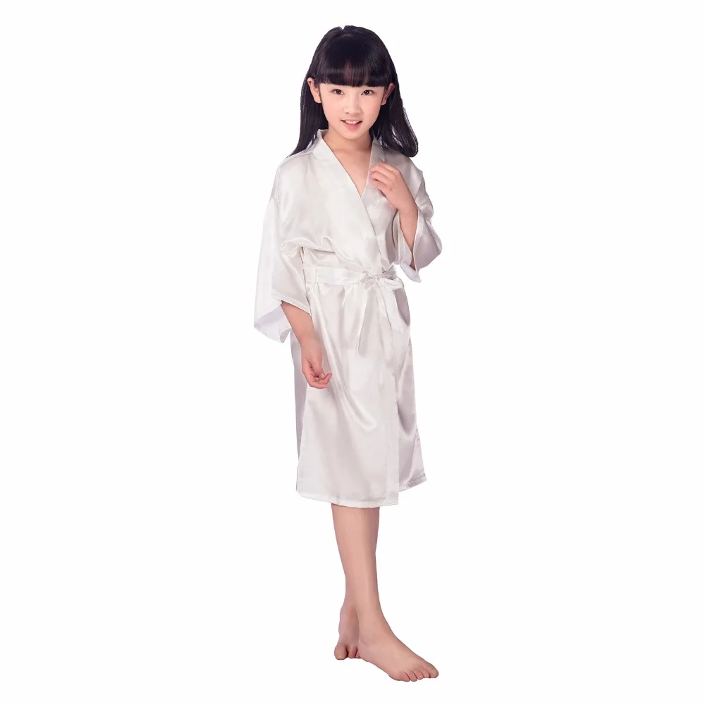 Детская розовая из искусственного шелка халат детей кимоно юката платье подружки невесты для девочек в цветочек Халаты платье ребенок ночная рубашка для малышей Домашняя одежда ja15