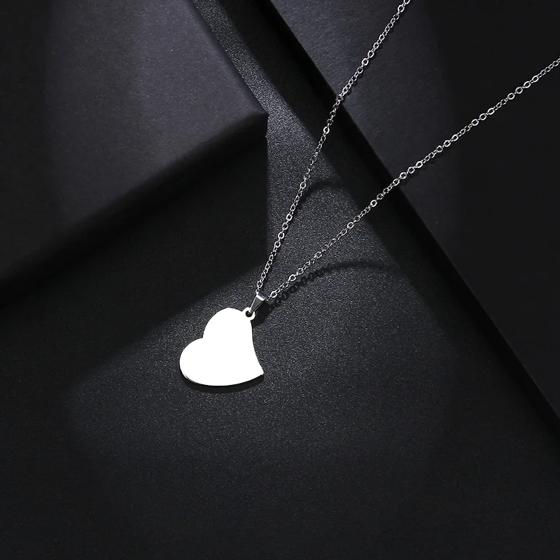CACANA Stainless Steel Necklace For Women Man Lover's Real Heart Gold And Silver Color Pendant Necklace Engagement Jewelry