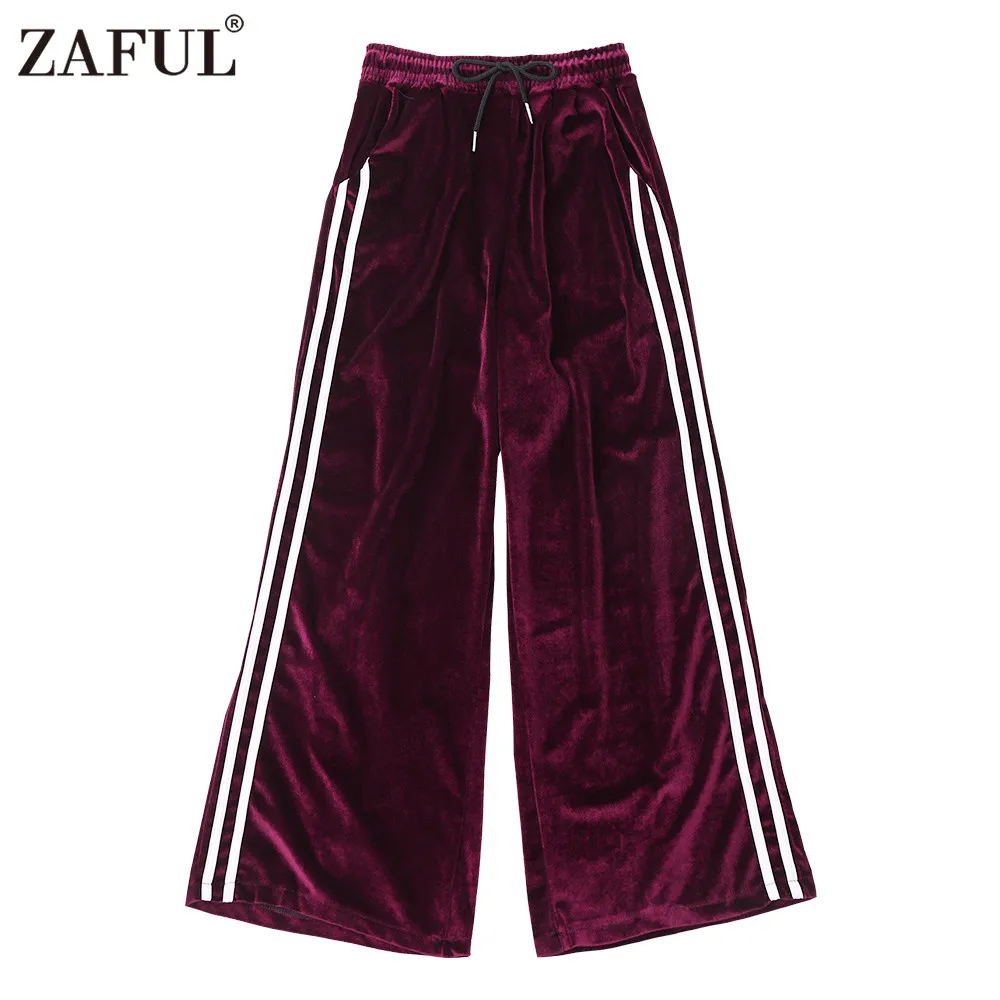 striped velvet pants