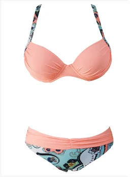 

Free shipping Sexy Padded Gather Push-up Bikini Set 4F4625