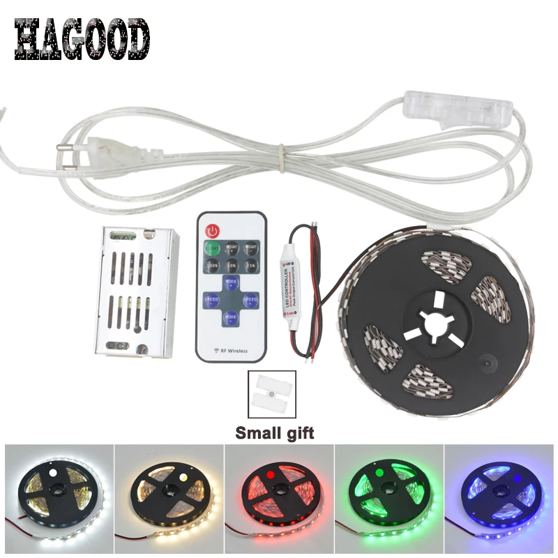 

5M LED Strip Light +RF Remote Switch Controller Dimmer +1A LED Lighting Transformer +EU Plug 304 Switch Wire Google Home