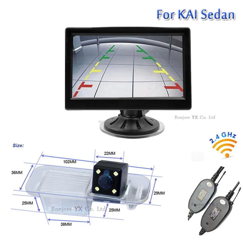 Wireless Parking Camera for KIA/RIO Sedan with 5 Inch TFT LCD Monitor Mirror 800*480 AUTO