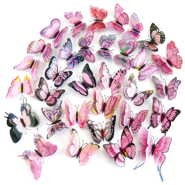 10 Colors 12pcs/lot Butterfly 3D