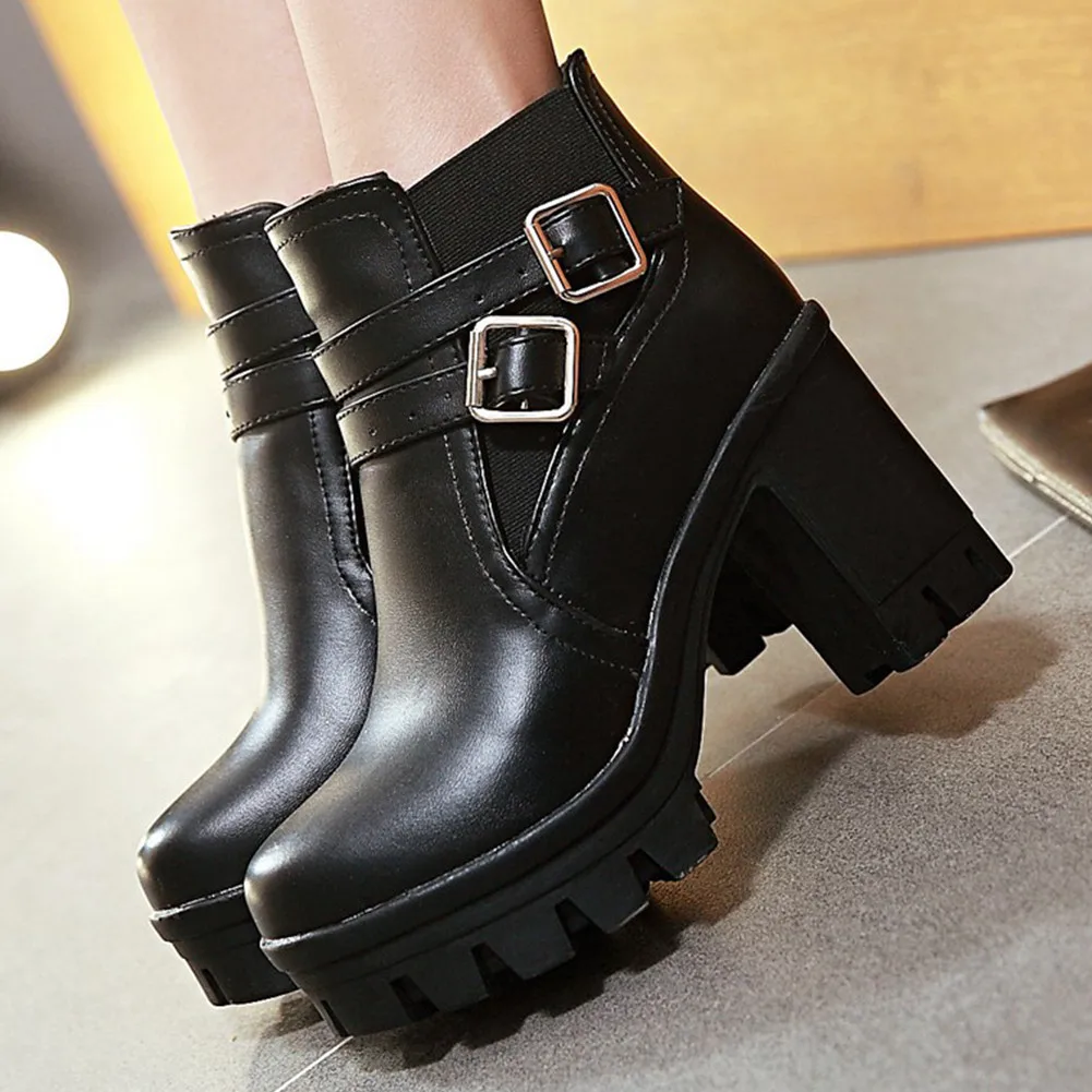 

2019 Dropship On Sale Large Size 43 Add Fur Winter Boots Woman Shoes Platform Square Heels High Heeled Ankle Boots Women Shoes