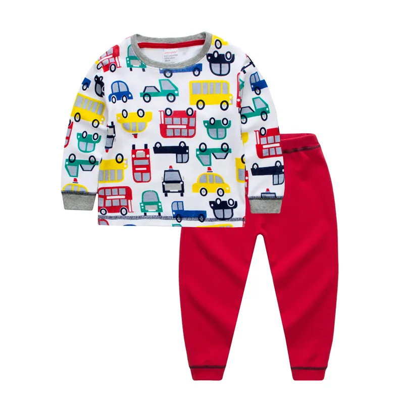 Cute Boy Clothes Soft Cotton Autumn Long Sleeve Tshirt Pant Kids Children Boy Outfit Car Print Pajamas Set for Baby Boy