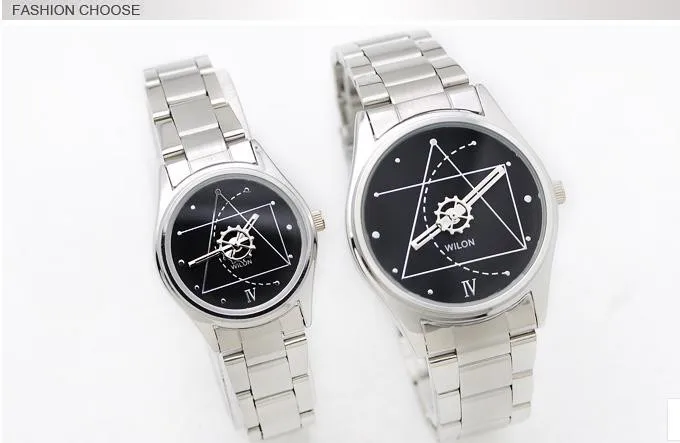 Спортивные часы Wilon 2318 г пару часов для любителей Код да Винчи Стиль аналоговые кварцевые часы Нержавеющая сталь Группа платье часы