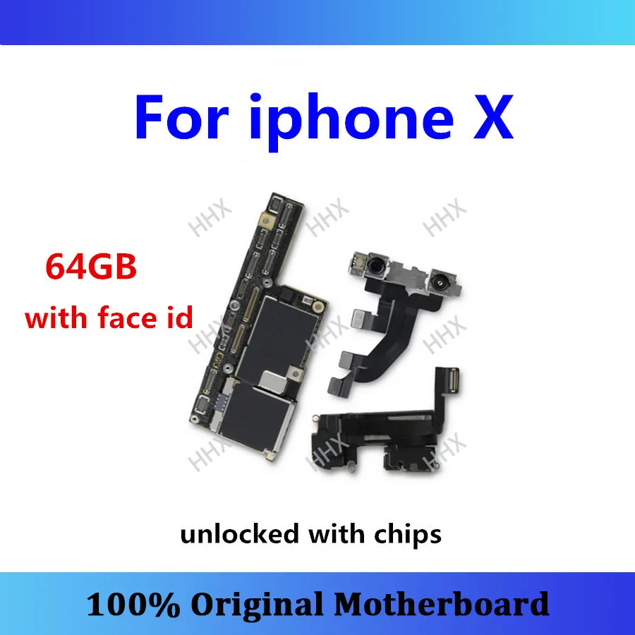 

Whole Original logic board for iphone X motherboard 64GB with face ID unlocked with chips mainboard well-tested free shipping