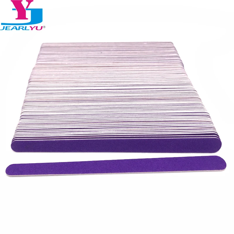 100 Pcs/Lot Wood Nail File Manicure Pedicure Buffer Sanding Files Crescent Purple Sandpaper 180/240 Grit Nail Art Salon Tools