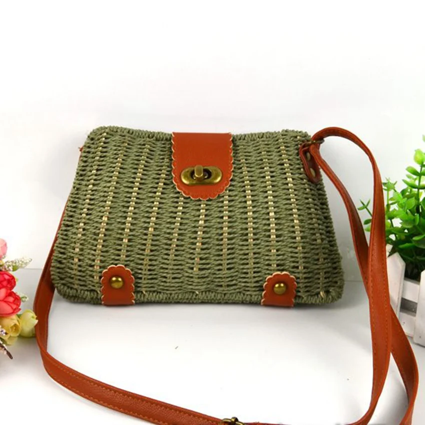 

Simple explosion models 2019 new straw bag college wind grass rattan bag beach shoulder slung rectangular bag