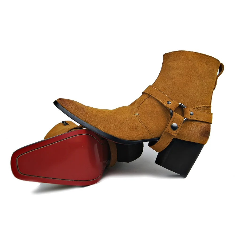 

OTTO Handmade Genuine Leather High Top High Heel Boots Brand Shoes Boot Classic Red Bottom Shoes Cow Leather Men Designer Shoes