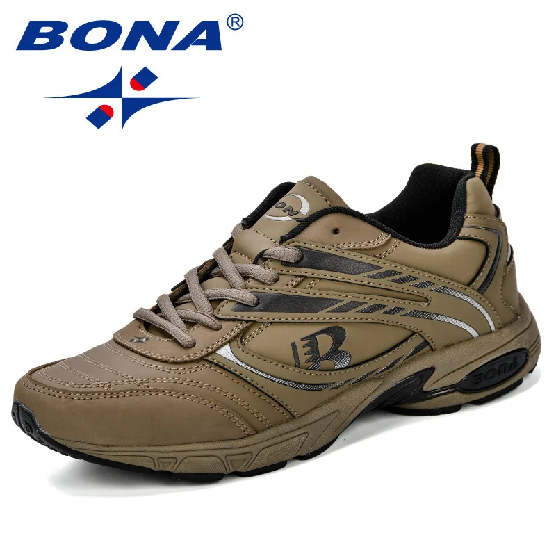 BONA/Уличная обувь для взрослых мужчин, для бега, бега, прогулок, спортивная обувь, высокое качество, на шнуровке, дышащие мужские кроссовки, удобная обувь - Цвет: Medium grey black