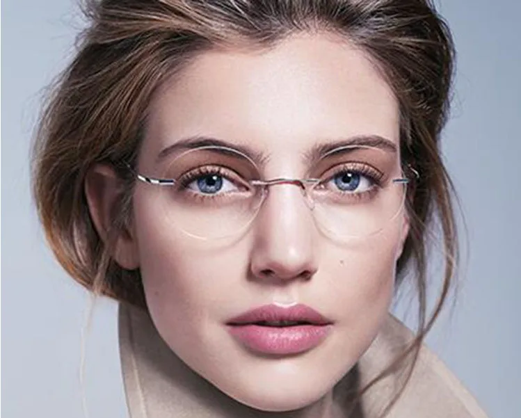 Eyesilove women rimless myopia glasses titanium lady Nearsighted