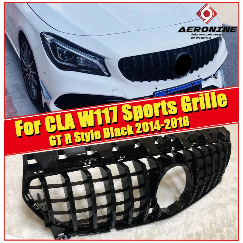 Гриля для переднего бампера W117 CLA GTS Абсорбирующая блестящая черная подходит