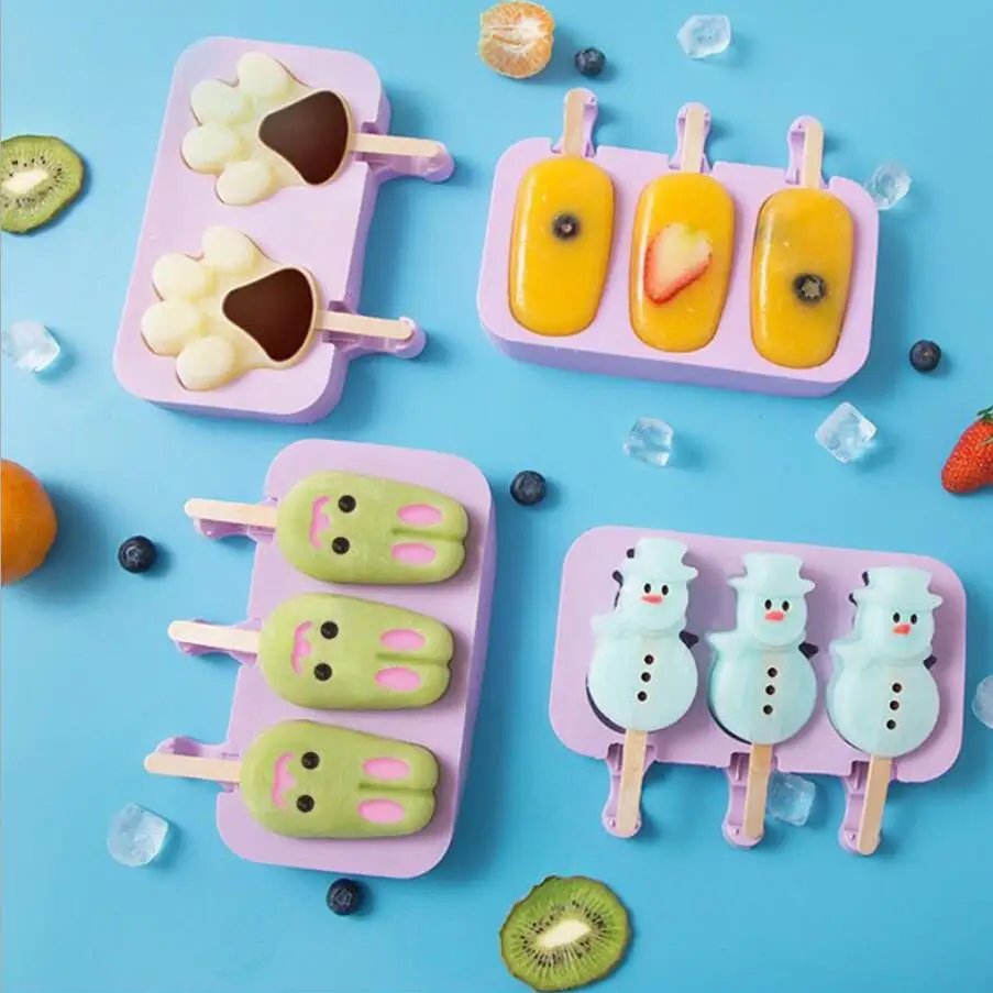 Cooking tools ice cream and mold cartoon lovely home made by children's silica gel frozen Popsicle sorbet | Дом и сад
