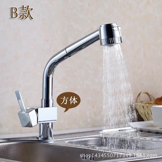 Best Quality Kitchen faucet pull out hot and cold water , Quartet spring faucet sink drawer stage kitchen faucet copper faucet wholesale