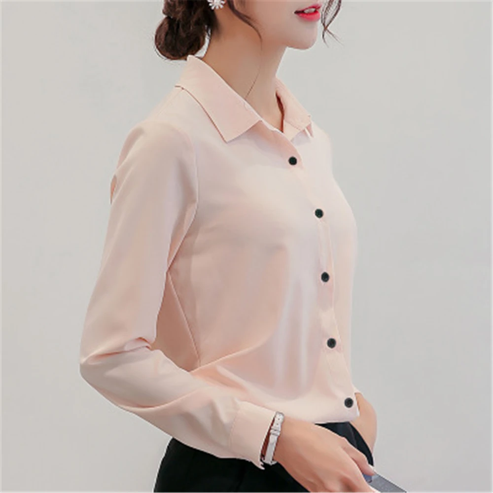 

White Blouse Women Chiffon Office Career Shirts Tops Casual Long Sleeve Blouses Femme Blusa Work Ladies Korean Fashion Clothing