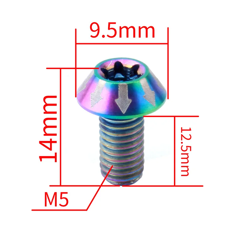 MUQZI 6 шт. винты для велосипеда из титанового сплава M5* 10 мм T25 велосипедные дисковые тормоза винты для ротора болт ультра-светильник красочные детали