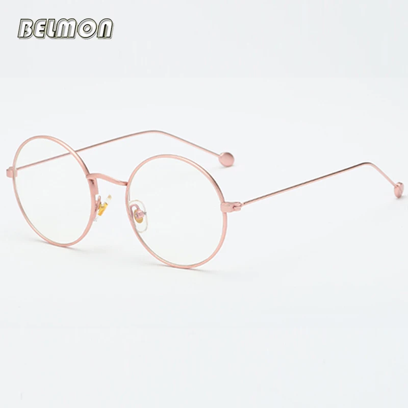 cheap Spectacle Frame Men Opitcal Vintage Round Eyeglasses Computer Gaming Anti Blue Rays Glasses Clear Lens For Male Eyewear RS551