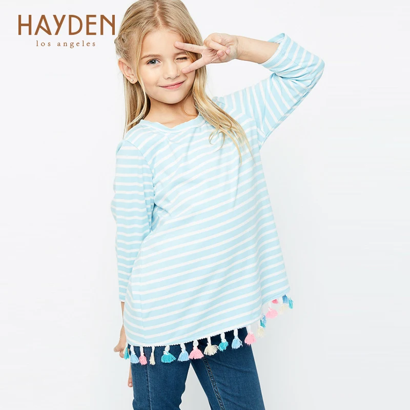 헤이든 kids girls t stripe shirts 긴 sleeve size 6 7 8 9 년 girls 옷 children