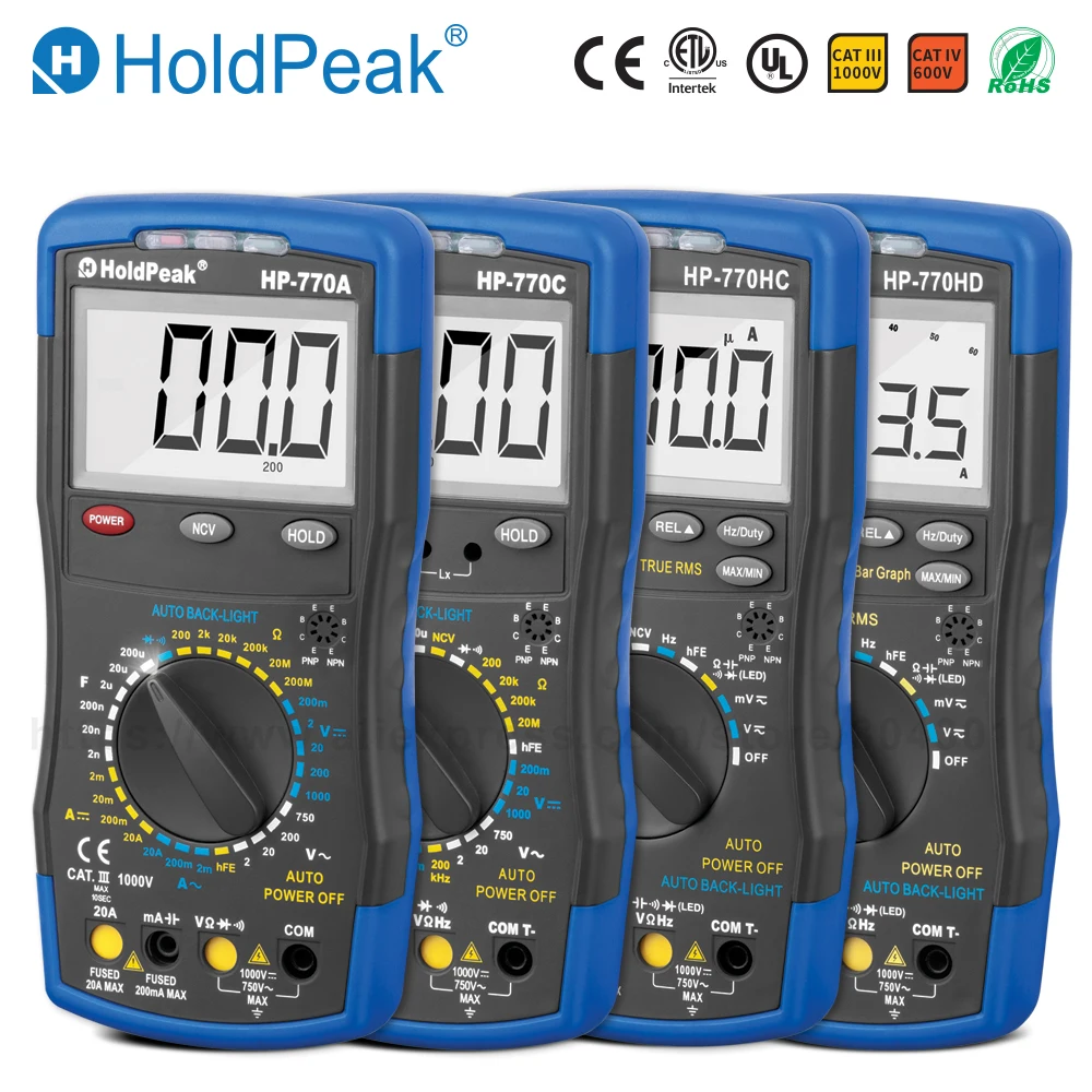 

DC/AC High Precision Multifunction Digital Multimeter NCV True RMS Relative Value Auto Back-Light Electronic Measuring Tools