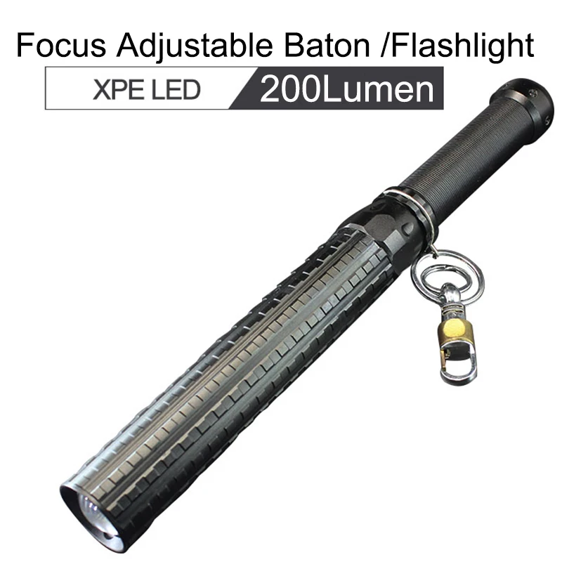 

Super Bright Self Defense Police Flashlight XPE LED 200 Lumen Telescopic Baton Light Patrol Flashlight by 18650 or 3*AAA Battery