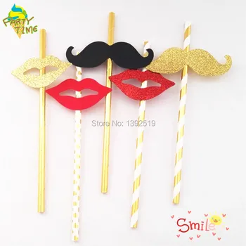 

Free Ship 1000pcs Foil Gold Paper Straw Party Supplies Paper Drinking Straws & Tags for Wedding decoration