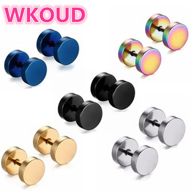 

High quality Vacuum plating Titanium steel Prevent allergy pure Circular The barbell Dumbbells Earrings Free shipping