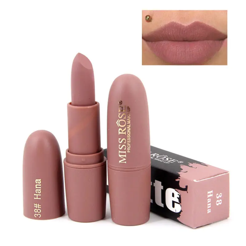 

New MISS ROSE Lipstick Matte Waterproof Velvet Lip Stick 18 Colors Sexy Red Brown Pigments Makeup Matte Lipsticks Beauty Lips