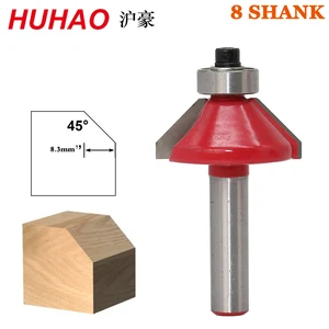 1Pc 8mm Shank 45 Degree Chamfer & Bevel Edging Router Bit Horse Nose Bit with Bearing Wood Cutting Tool Woodworking Router Bits