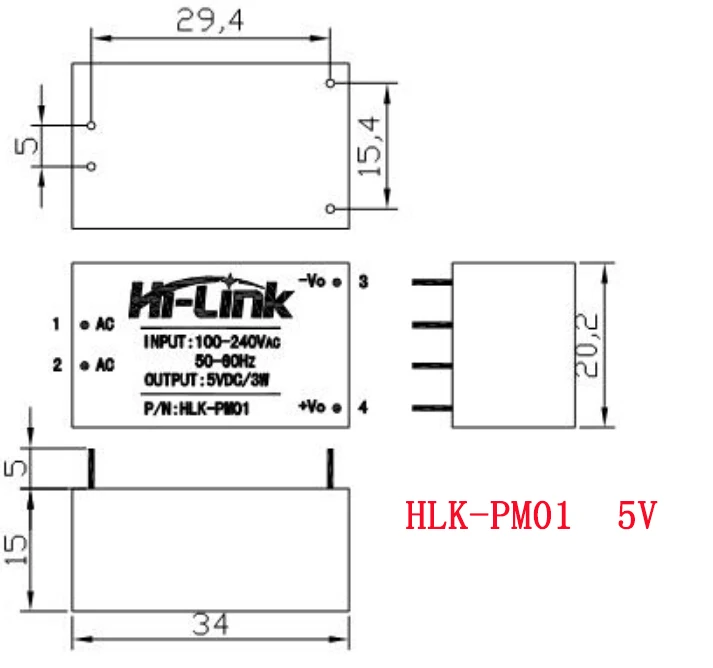 5 шт. HLK-PM01 HLK-PM03 HLK-PM12 AC-DC 220V до 5/3 образования легкой пены. 3/12V Мини модуля питания, интеллигентая(ый) бытовой выключатель питания модуль удовлетворяющий стандартам ЕС/UL(Underwriters Laboratories