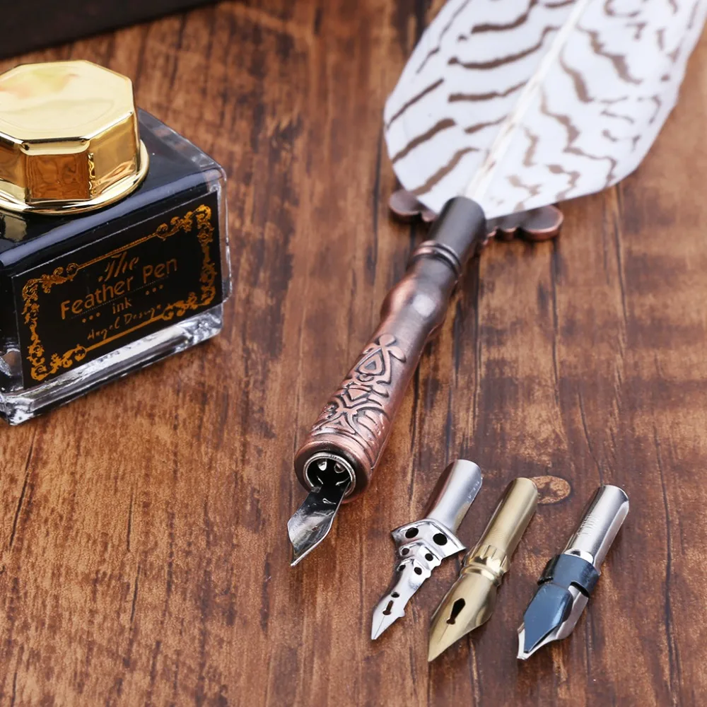 Винтажные перьевые ручки с чернилами+ набор из 3 перьев, Подарочные канцелярские принадлежности