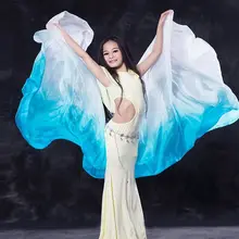 Дети Взрослые Девушки Танец живота шелковая вуаль стример ручной брошенный шарф градиент натуральный шелк мягкий Прямоугольный платок вуали