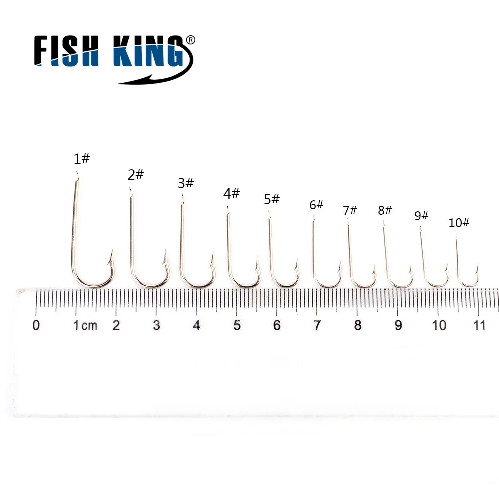 FISH KING 100 шт./лот рыболовный крючок из высокоуглеродистой стали 1799N 1#-10# длинный плоский круглый плоский острый Рыболовный Снасть