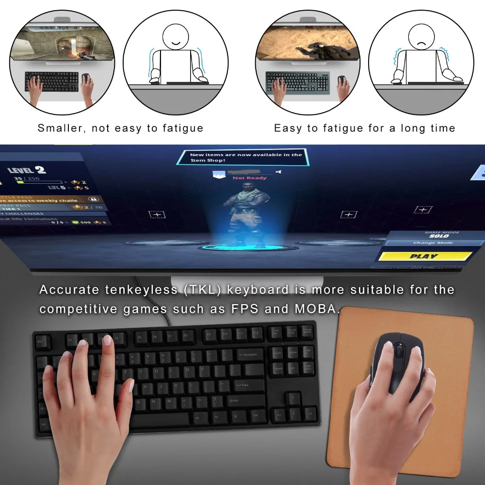 GANSS PBT Tenkeyless игровая механическая клавиатура Cherry MX синие переключатели
