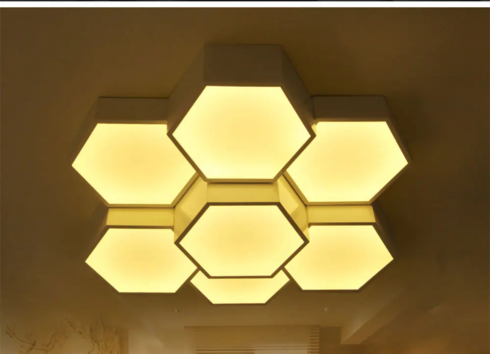 Disenolampa Простая Современная гостиная спальня офисный потолочный светильник Nordic светодиодный Макарон Геометрическая, Шестигранная форма вафельная ткань потолочный светильник
