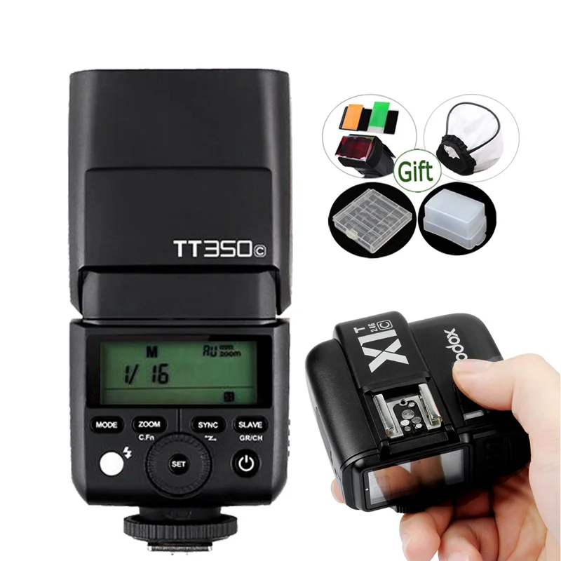 Mini Godox Вспышка TT350C TTL 2 4G HSS вспышка + фотопередатчик для беззеркальной цифровой