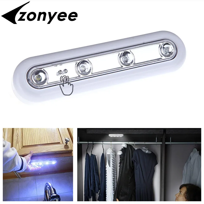 

Home Kitchen LED Touch Sensor Closet Cabinet Light Lamp Wireless LED Sensor Lamp AAA Battery-powered Lights For home Night Lamp