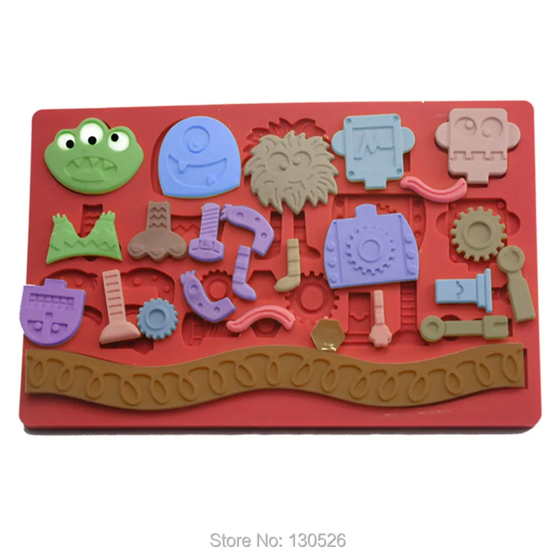 

Factory Life Robot Monster Fondant Mold Chocolate Mold Wedding Tools Silicone Mold Kitchen Accessories Cake decoration Tools