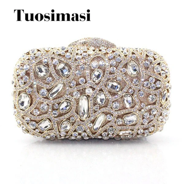 Delicate Handgemaakte Golden Big Crystal Vrouwen Stijlvolle Clutch Bag Delicate Handgemaakte Golden Big Crystal Vrouwen Stijlvolle Clutch Bag