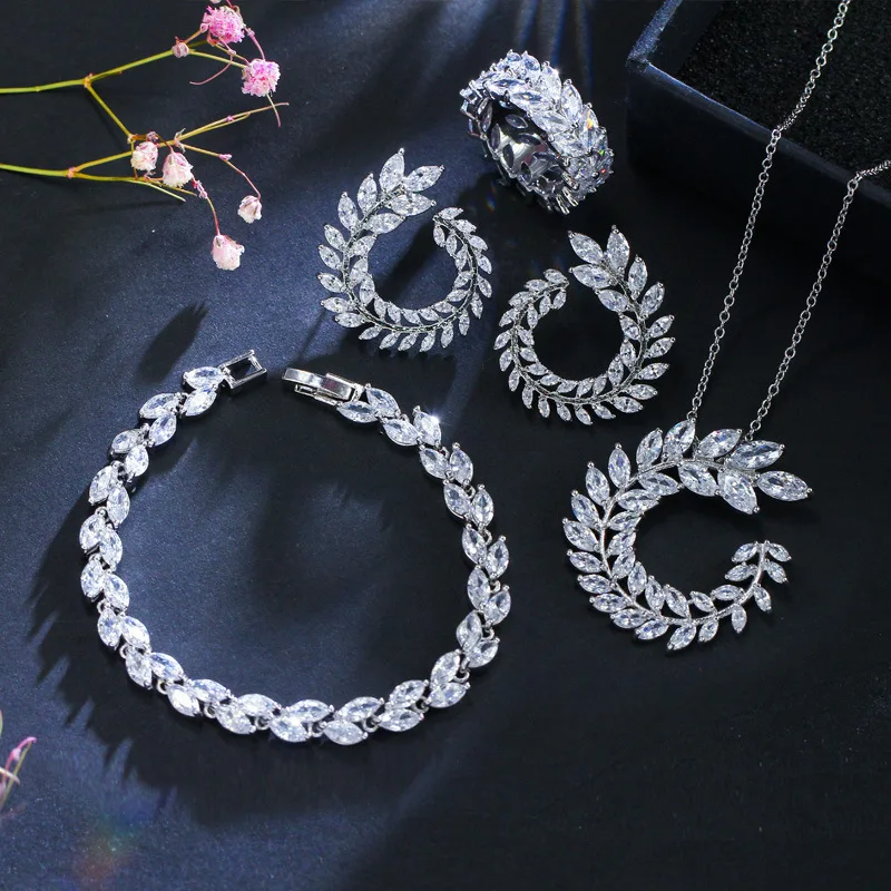 Новое поступление Роскошные маркиза 925 стерлингового серебра Дубай Свадебные для женщин леди Подарочные ювелирные изделия оптом J5191