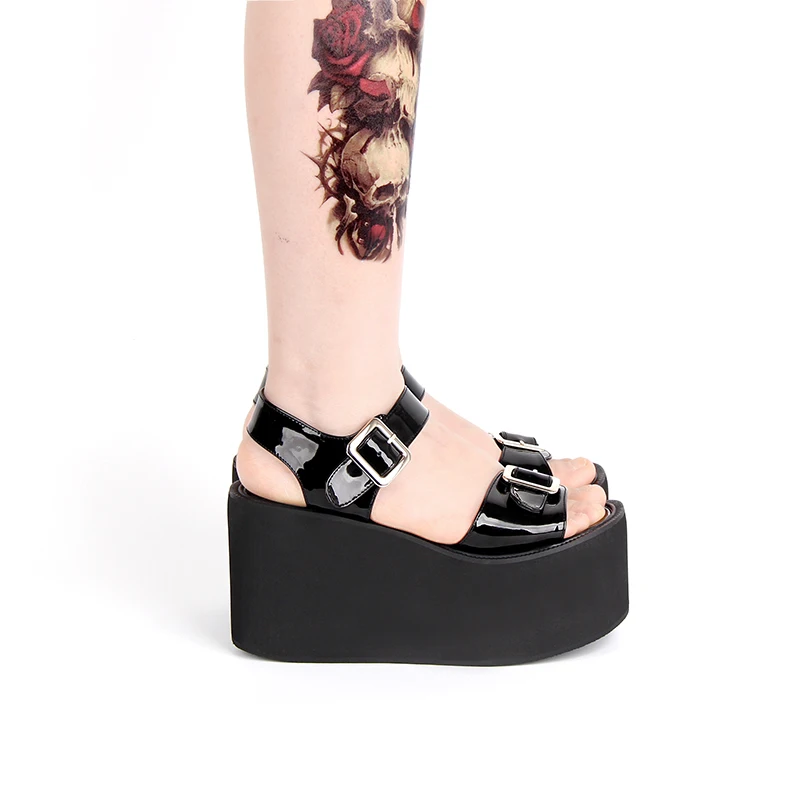 Ангельские принты; Женская обувь в стиле mori girl; обувь в стиле Лолиты для костюмированной вечеринки в стиле панк; женские туфли-лодочки на высоком каблуке; женские летние модельные сандалии принцессы с пряжкой 10 см