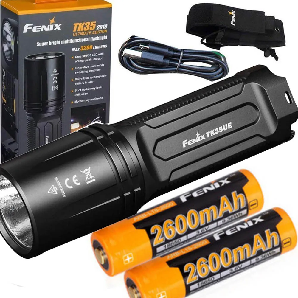 

FENIX TK35 UE 2018 3200 Lumen LED USB rechargeable Tactical Flashlight with 2 X 2600mAh battery,holster