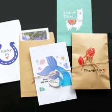 10 шт бумажные подарочные сумки Мини Единорог лама любовь ручной работы крафт конверты для вечеринок, на подарок, для конфет бумажный мешок свадебные приглашения карты сумки