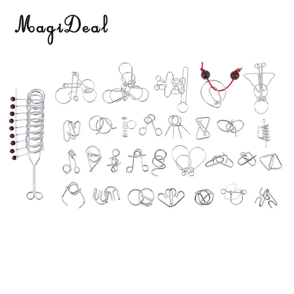 MagiDeal 30Pcs/Lot Metal Crafts Chinese Ring Puzzle IQ EQ Brain Teaser Kids Children Educational Toy Novelty Gift