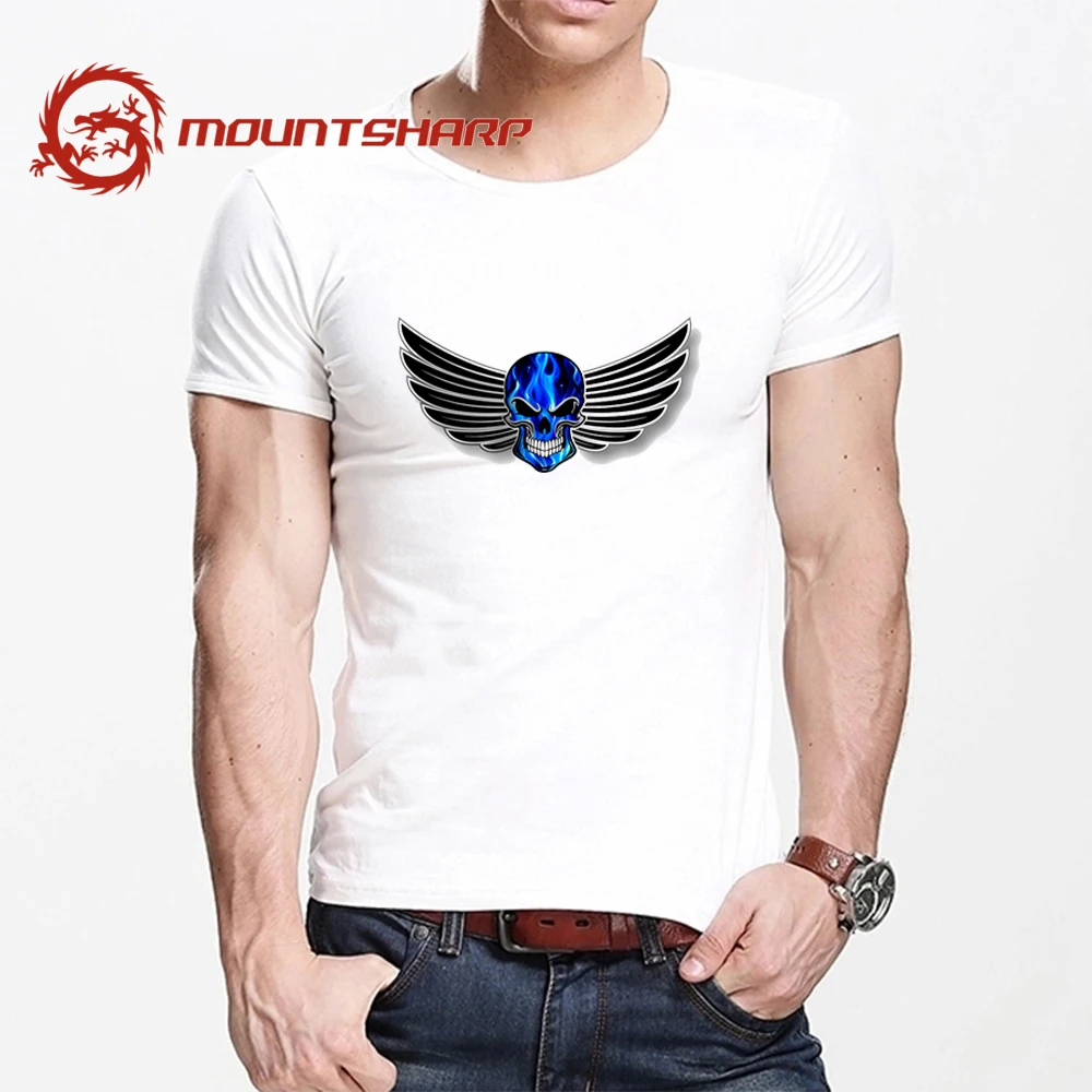 

Summer T Shirt Men Harajuku GOTHIC SKULL With Wings Funny Print Tee Tops Short Sleeve male T Shirt Casual male Clothes