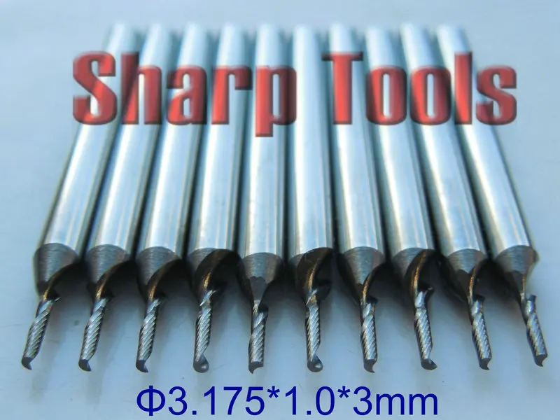 

10pcs 3.175*1.0*3MM Single Flute Solid Carbide Milling Cutters for Wood Router Sets, GOOD Acrylic CNC Router Tools Cutting Bits