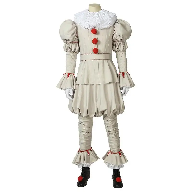 IT Chapter Two Costume It Pennywise, танцевальный клоун, куртка для костюмированной вечеринки, нарядная обувь для взрослых, наряд на Хэллоуин, индивидуальный заказ - Цвет: Costume with Shoes