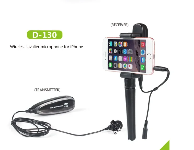 

2.4G ACEMIC D-100 or D-130 Wireless microphone for iPhone interview (Iphone is not included) working distance 20M