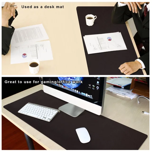 Cacoy Oversized 39 4x15 7inch Pu Leather Desk Pad Mouse Waterproof Office Mat Non Slip Elegant Stitched Edges In Pads From Computer