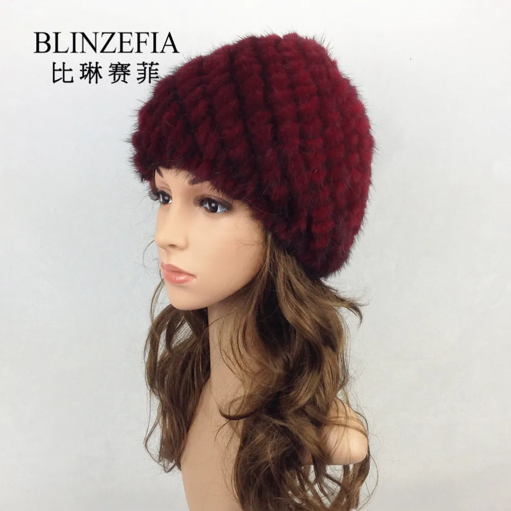 

2019 Fashion Real Mink Fur Winter Women Hats Gorro Invierno Lady Russian Pineapple Fox Fur Beanies Cap Bonnet Fille BZ6001